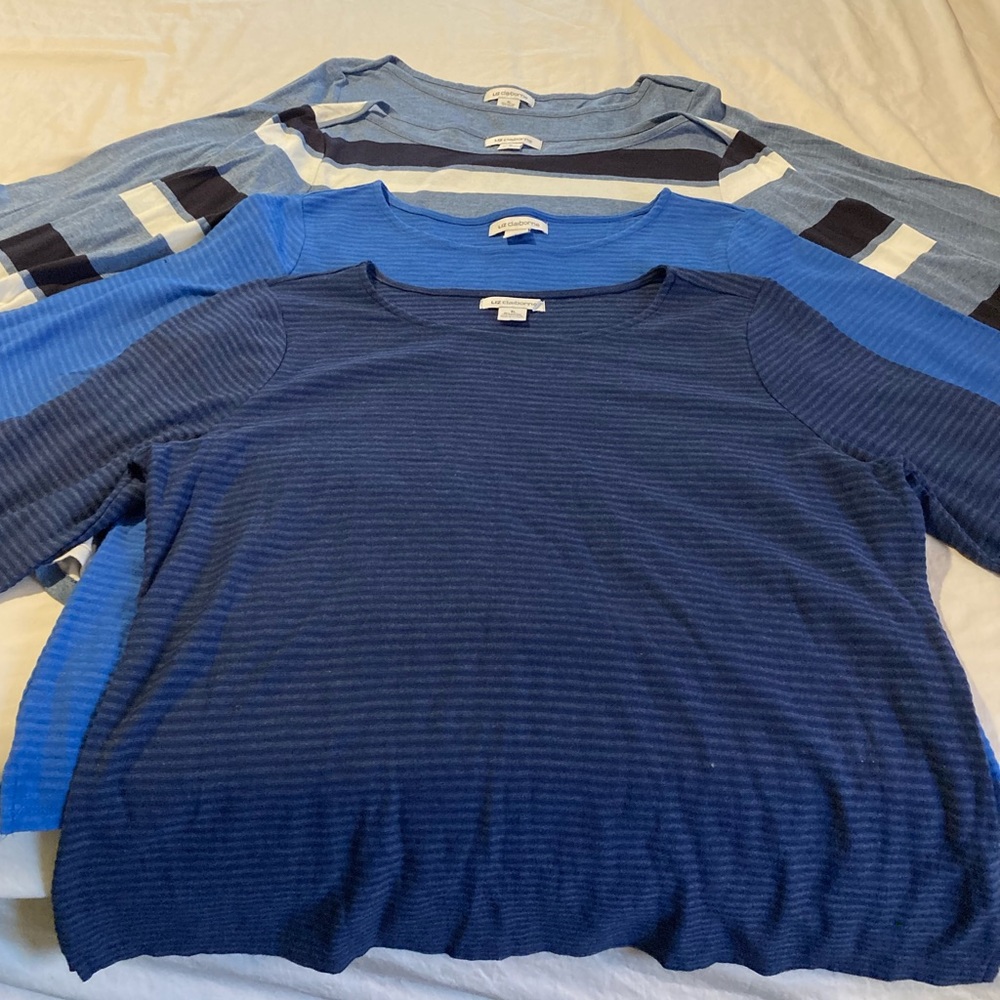 Set of 4 Blue Liz Claiborne Tops, 3/4 Sleeve, XL